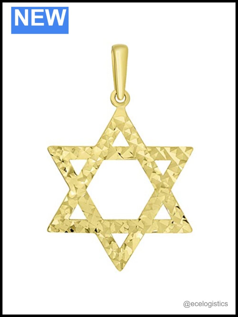14K Gold Textured Star of David Pendant